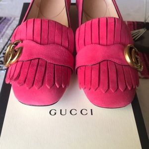 Gucci Marmont flat pink suede shoes, BRAND NEW